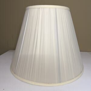 Lamp Shade Cream Plated Fabric 12.5 x 17” Ribbed Ivory Bell Vintage MCM